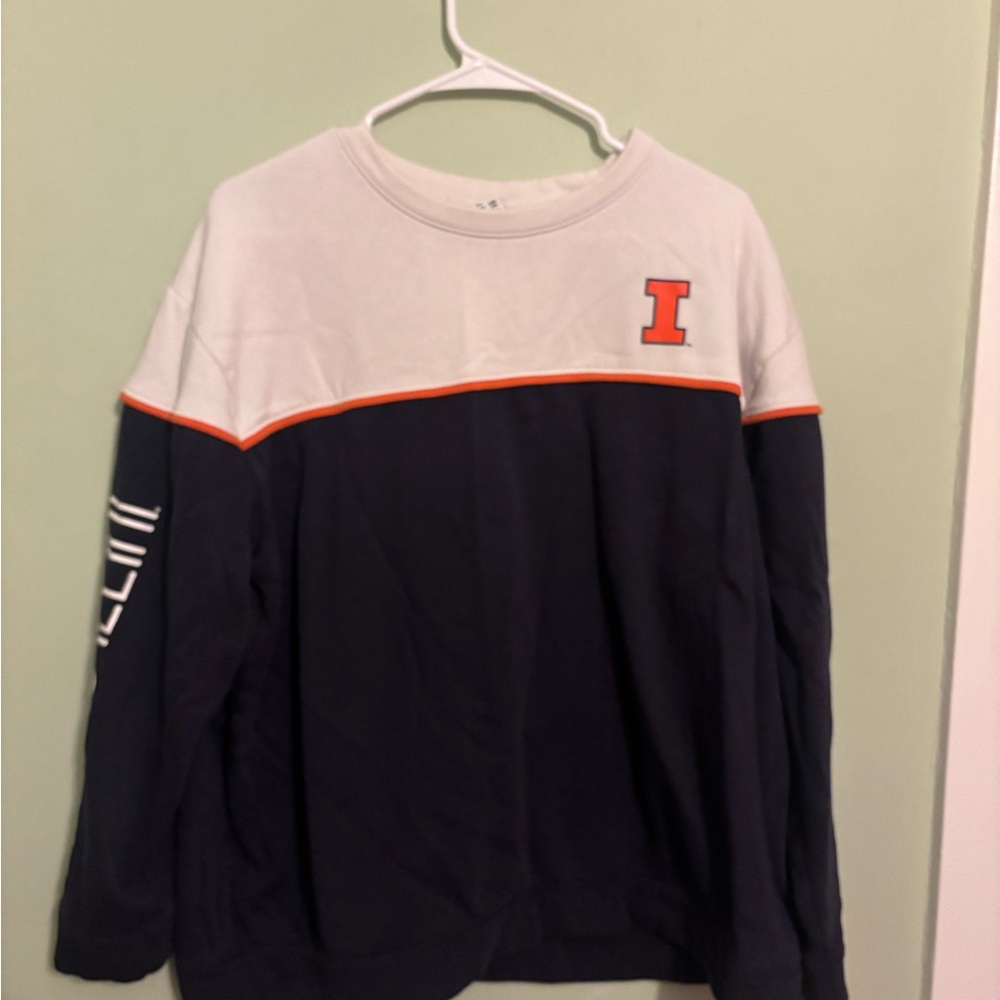 Champion Illini White and Navy Sweatshirt with Orange logo